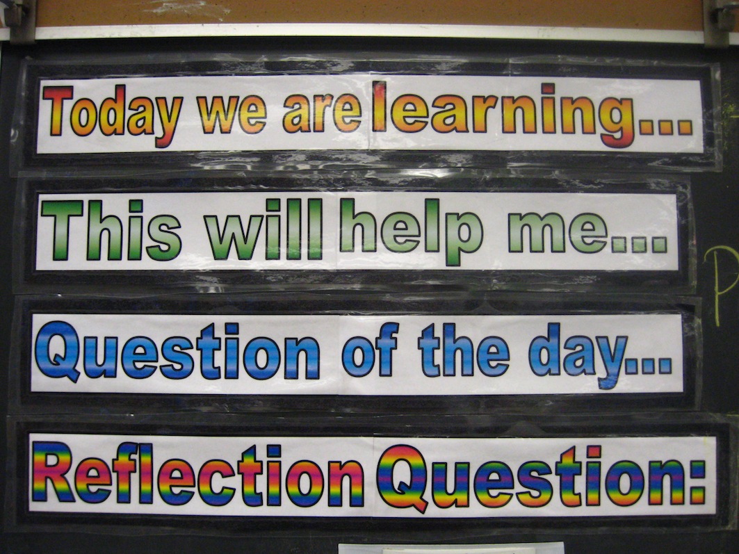 Learning Goals: Today we are learning...This will help me...Question of the day,.. Reflection Question