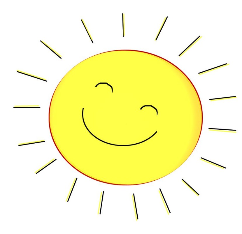 A drawing of a happy sun.
