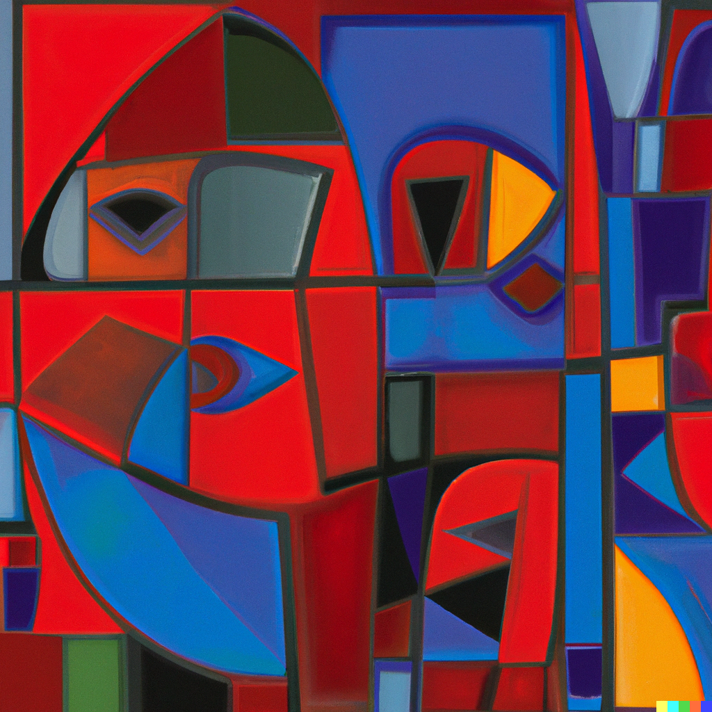 an image of fractions made with a blend of colourful geometric shapes in the style of Picasso and Klimt via Dalle 2